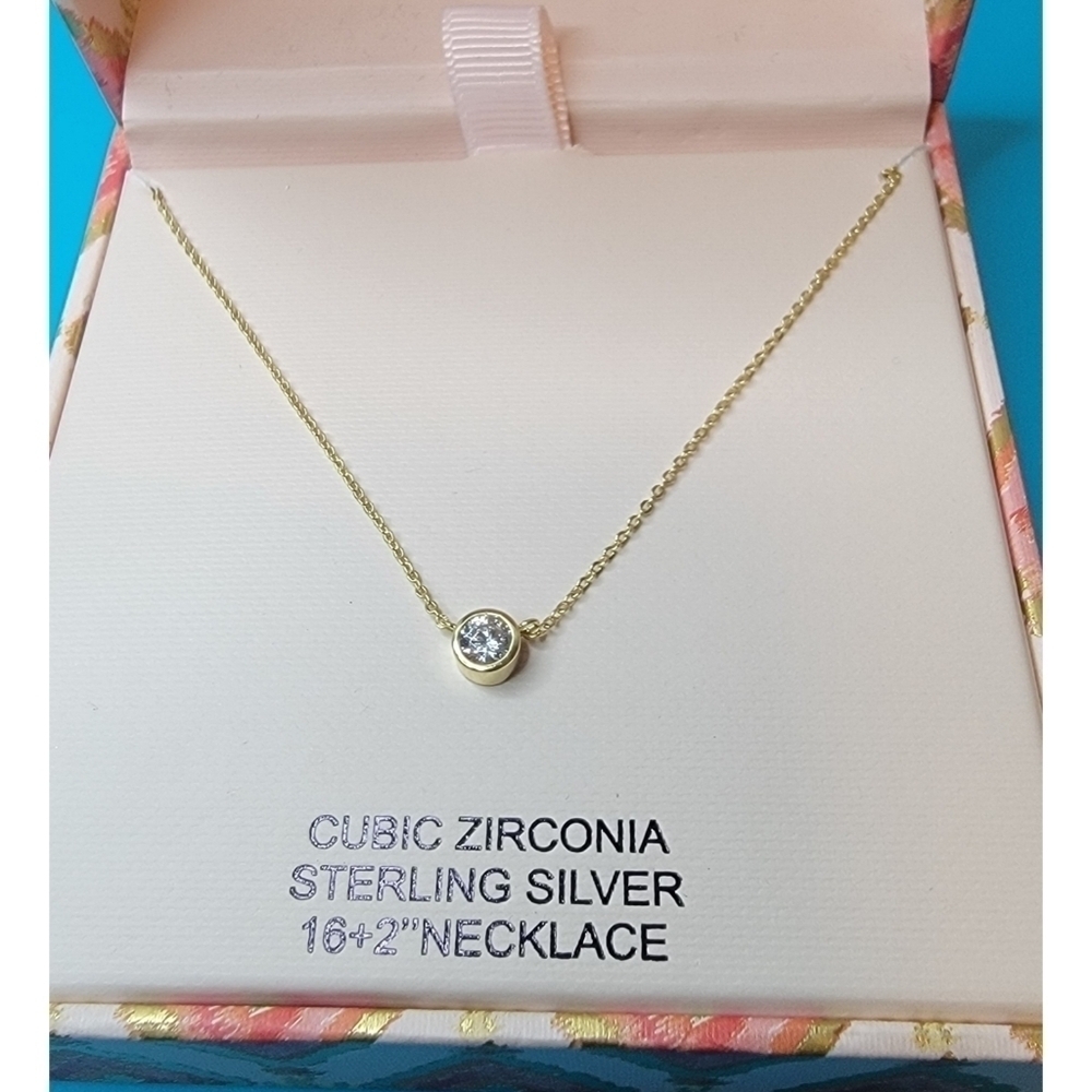 New Rachel Zoe Cubic Zirconia Sterling Silver Necklace
